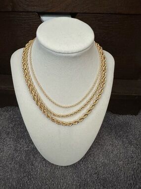Electric Picks Triple-Layer Gold Rope Necklace Set of 3 Necklaces